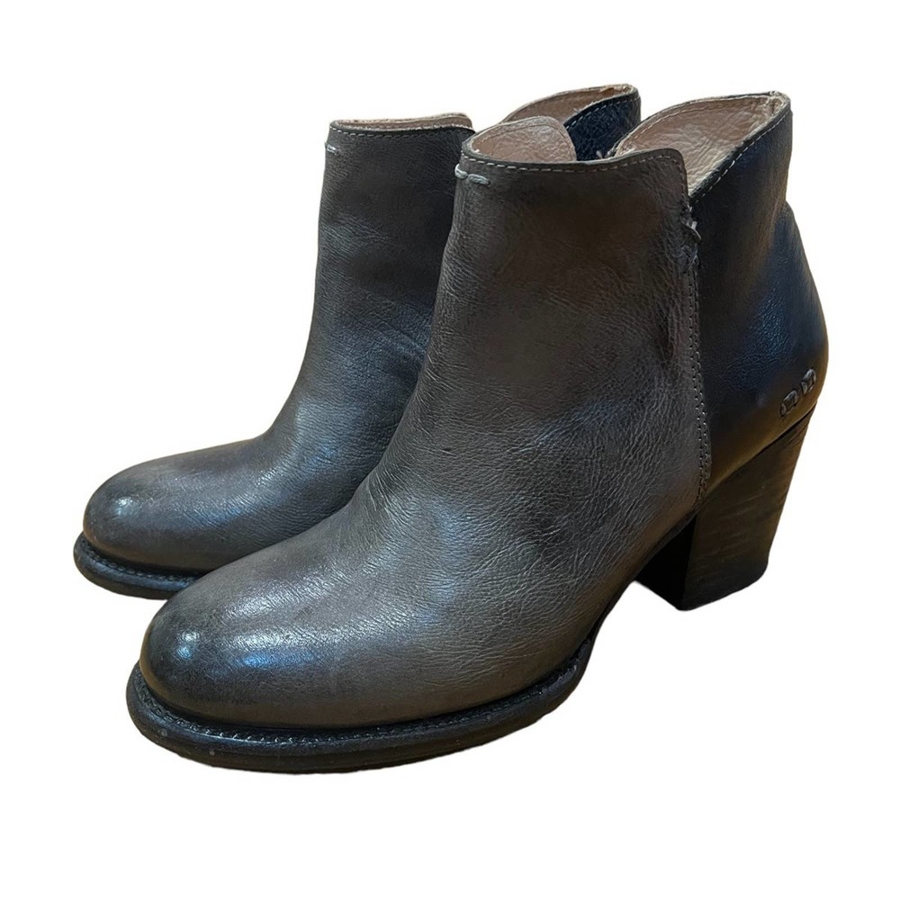 BED STU Size YELL Gray Black Distressed Rustic Ankle Boots Shoes 8.5